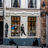 Street of Brussels. Graffiti.