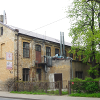 A brick building in Iļģuciems.