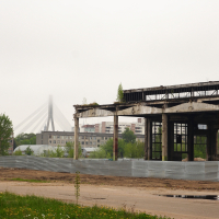 A demolished building in Iļģuciems.
