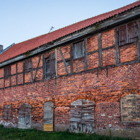 Klaipeda. Old red brick warehouse.