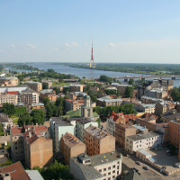 An aerial view of Riga from above.