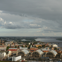 Cloudy sky over Riga.