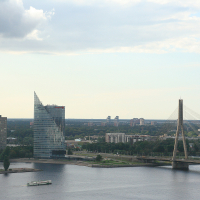 A bridge in Riga, viewed from above.