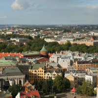 Cloudy sky over Riga.