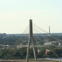 A bridge spanning over the Riga river.