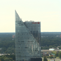 Riga from above reveals a blue sky.