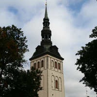 A Tallinn church with a steeple.