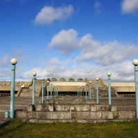 A blue sky with white clouds above Tallinn.