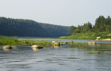Daugava River With Rocks.