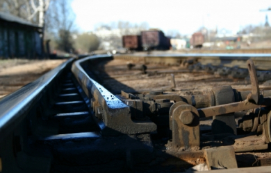 Close Up Of Rural Train Tracks.