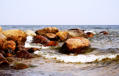 Rocks On The Beach, Sea.