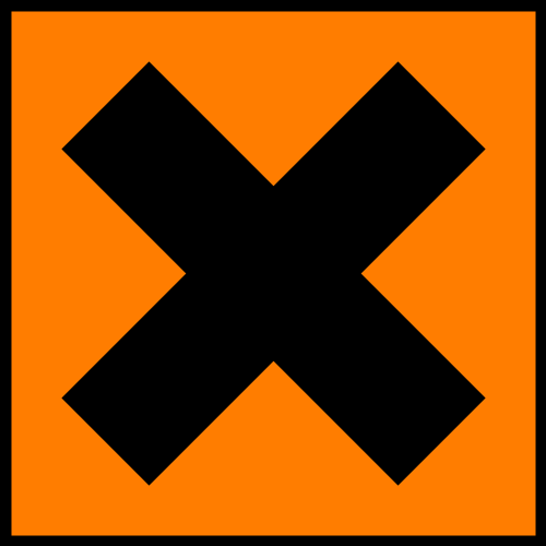 A bold and large black ‘X’ symbol in the center of a square orange background. The ‘X’ extends to all four corners of the square, creating a striking contrast against the bright orange backdrop. The square has a thin black border around its edges. via @atisgailis