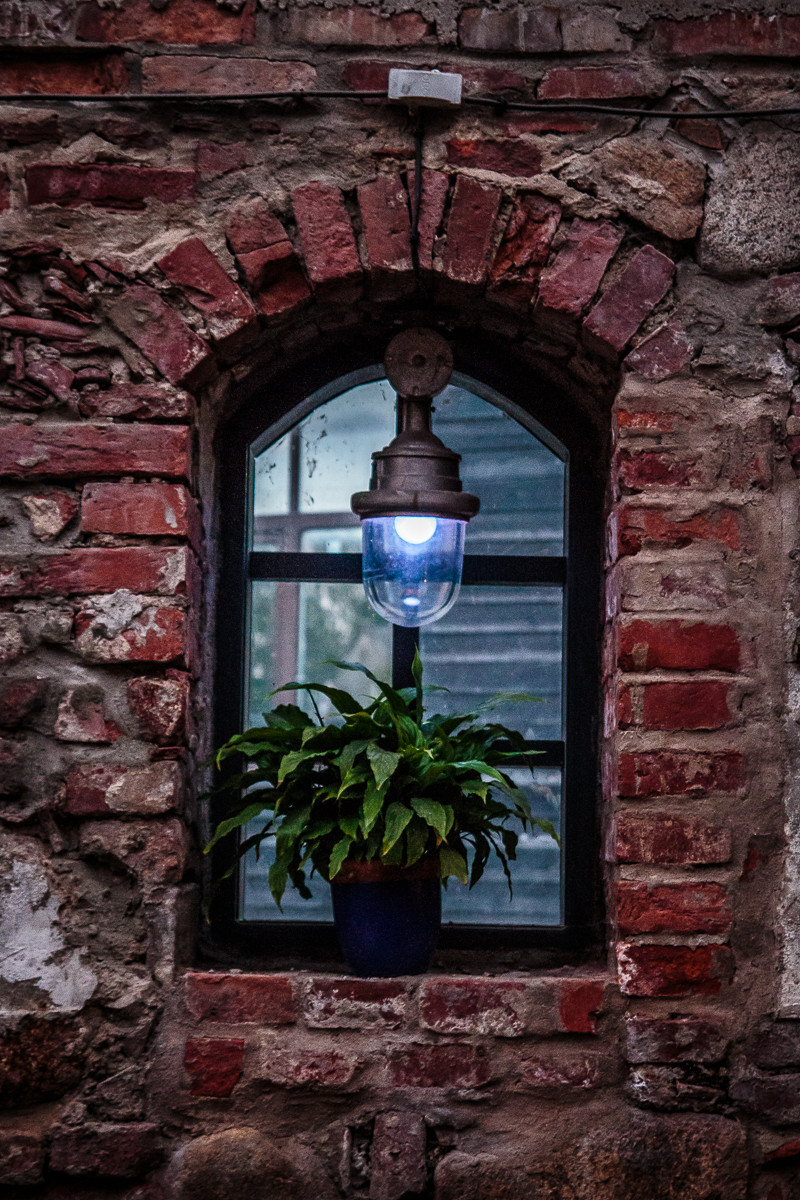 Window With Plant And Blue Lamp Via @Atisgailis